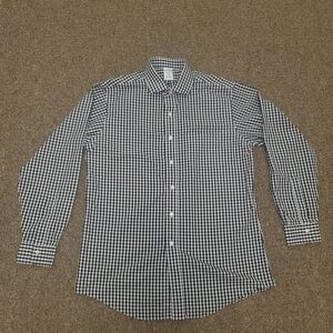 Brooks Brothers Button Down Mens 16-34 Monochrome Gingham Shirt Long Sleeve